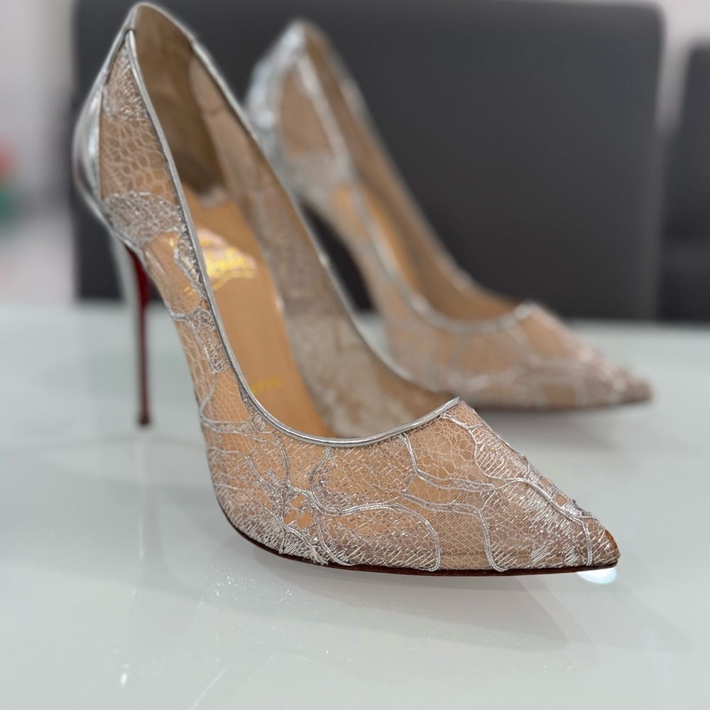 Christian Louboutin Pigalles Follies Lurex Lace 100mm Sz 38